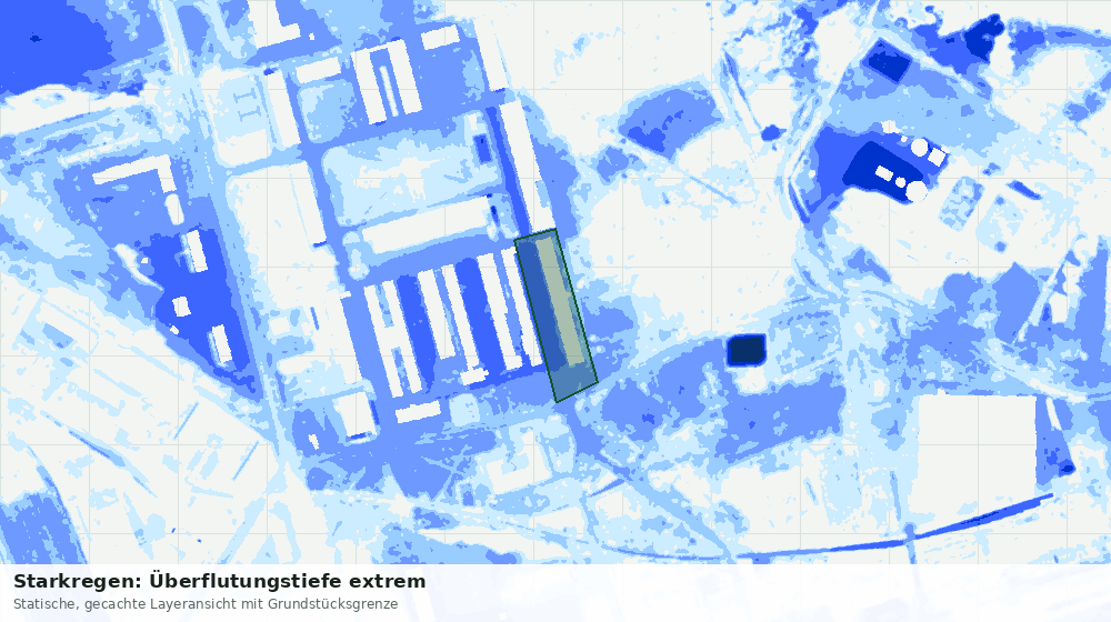 Statische Kartenansicht: Starkregen: Überflutungstiefe extrem