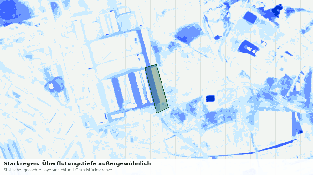 Statische Kartenansicht: Starkregen: Überflutungstiefe außergewöhnlich