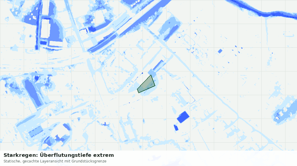 Statische Kartenansicht: Starkregen: Überflutungstiefe extrem