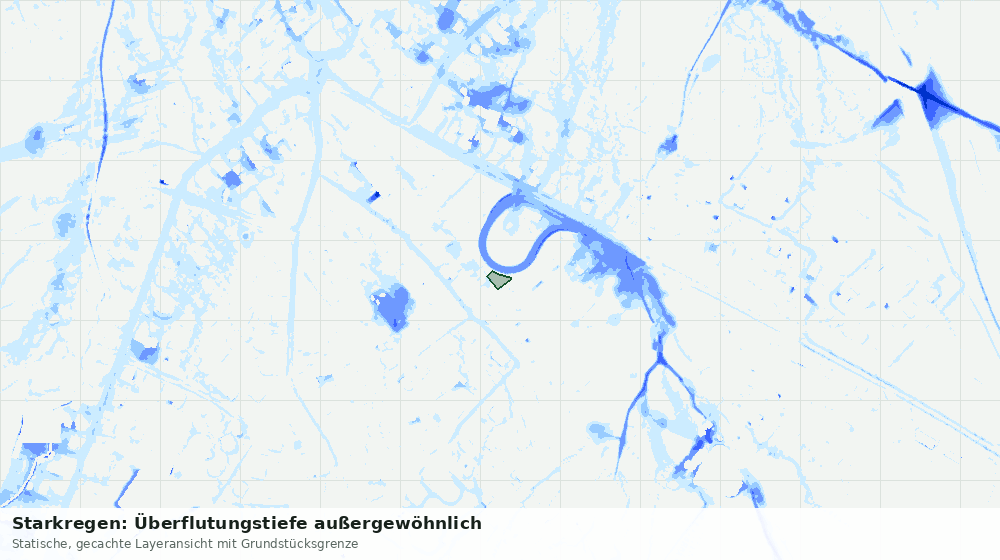 Statische Kartenansicht: Starkregen: Überflutungstiefe außergewöhnlich