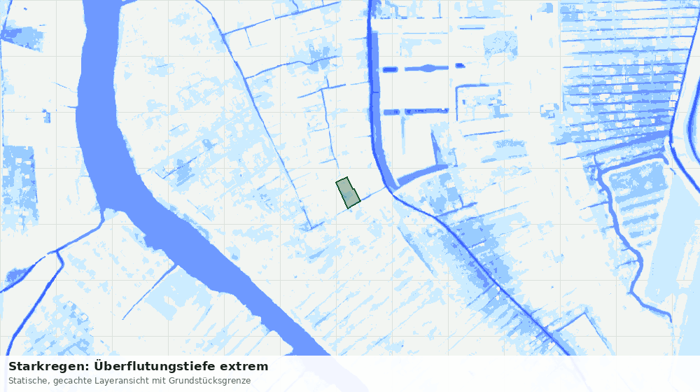 Statische Kartenansicht: Starkregen: Überflutungstiefe extrem