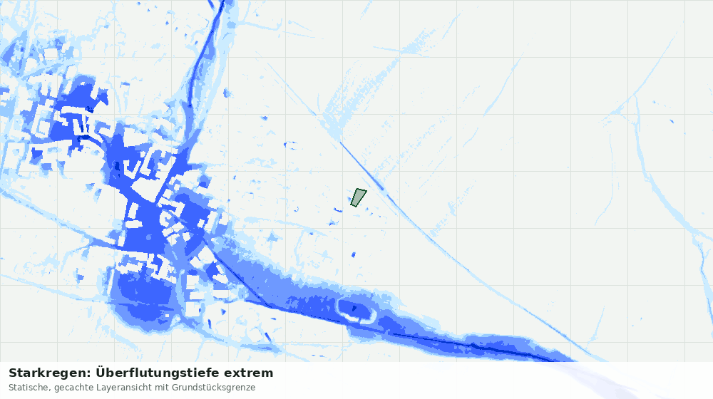 Statische Kartenansicht: Starkregen: Überflutungstiefe extrem