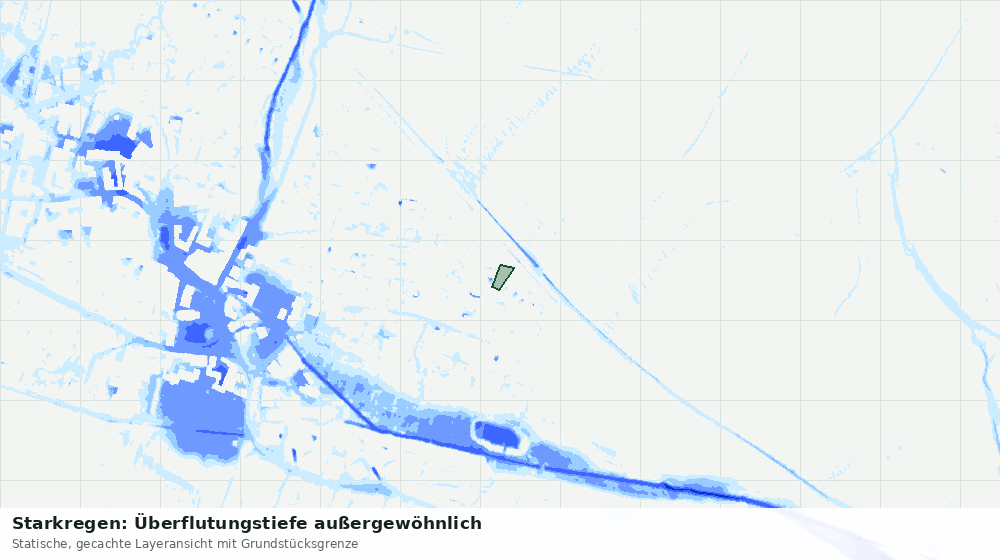 Statische Kartenansicht: Starkregen: Überflutungstiefe außergewöhnlich