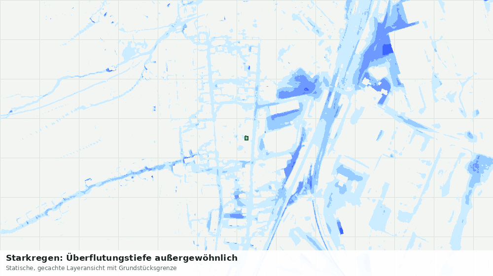 Statische Kartenansicht: Starkregen: Überflutungstiefe außergewöhnlich