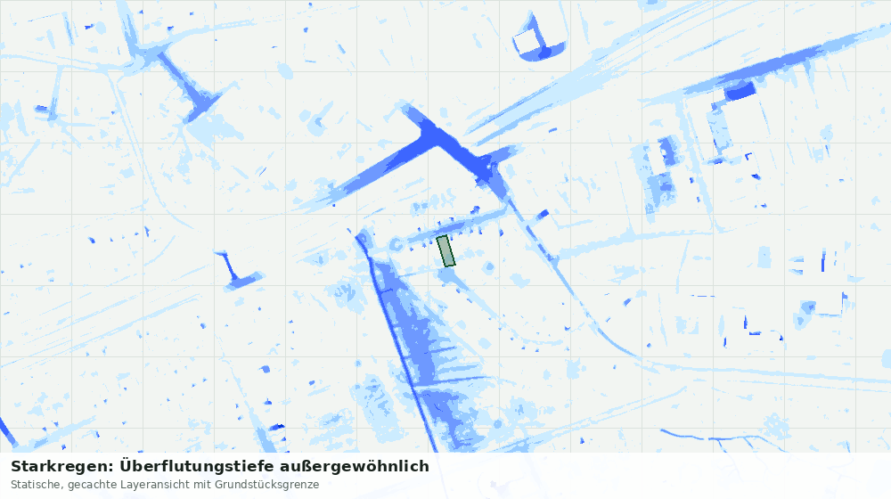 Statische Kartenansicht: Starkregen: Überflutungstiefe außergewöhnlich