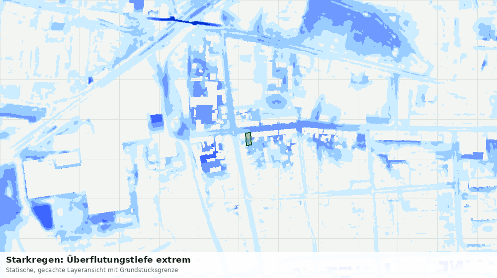 Statische Kartenansicht: Starkregen: Überflutungstiefe extrem