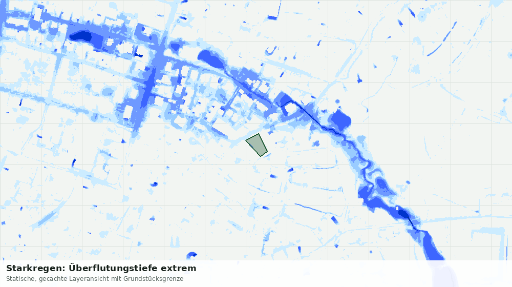 Statische Kartenansicht: Starkregen: Überflutungstiefe extrem