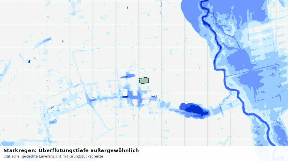 Statische Kartenansicht: Starkregen: Überflutungstiefe außergewöhnlich