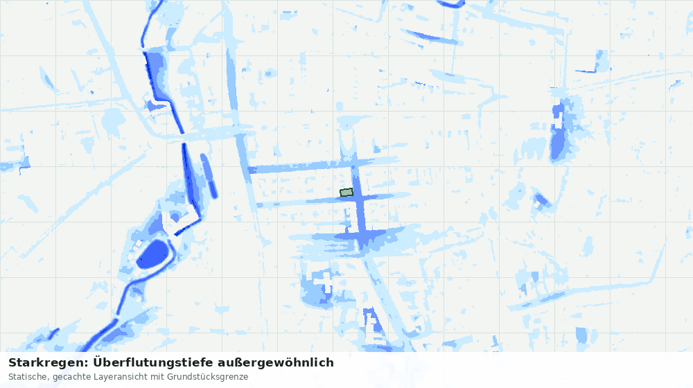 Statische Kartenansicht: Starkregen: Überflutungstiefe außergewöhnlich