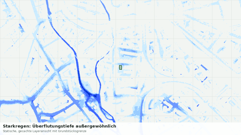 Statische Kartenansicht: Starkregen: Überflutungstiefe außergewöhnlich