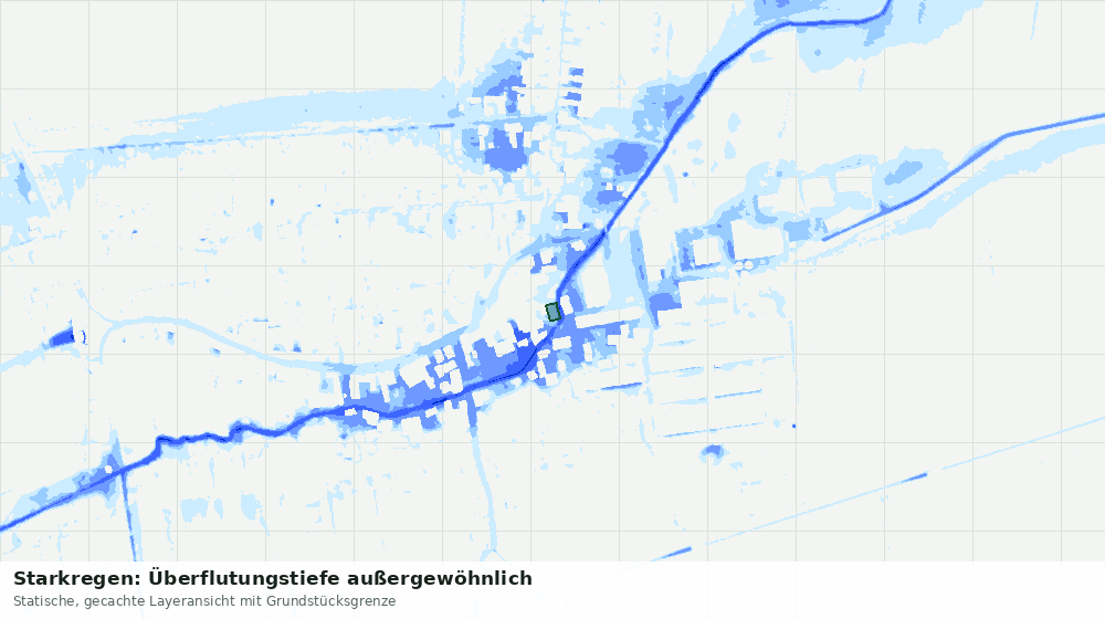 Statische Kartenansicht: Starkregen: Überflutungstiefe außergewöhnlich
