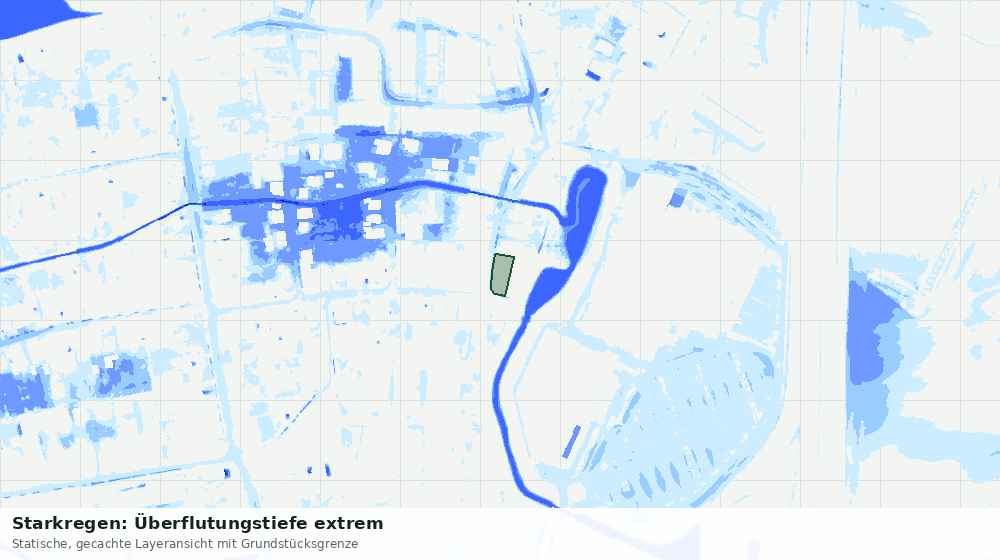 Statische Kartenansicht: Starkregen: Überflutungstiefe extrem
