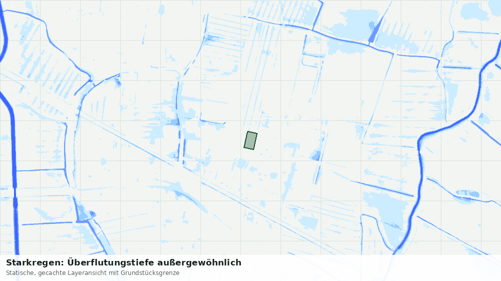 Statische Kartenansicht: Starkregen: Überflutungstiefe außergewöhnlich