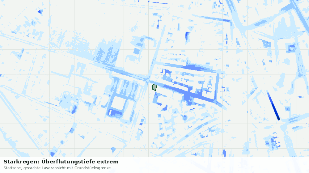 Statische Kartenansicht: Starkregen: Überflutungstiefe extrem