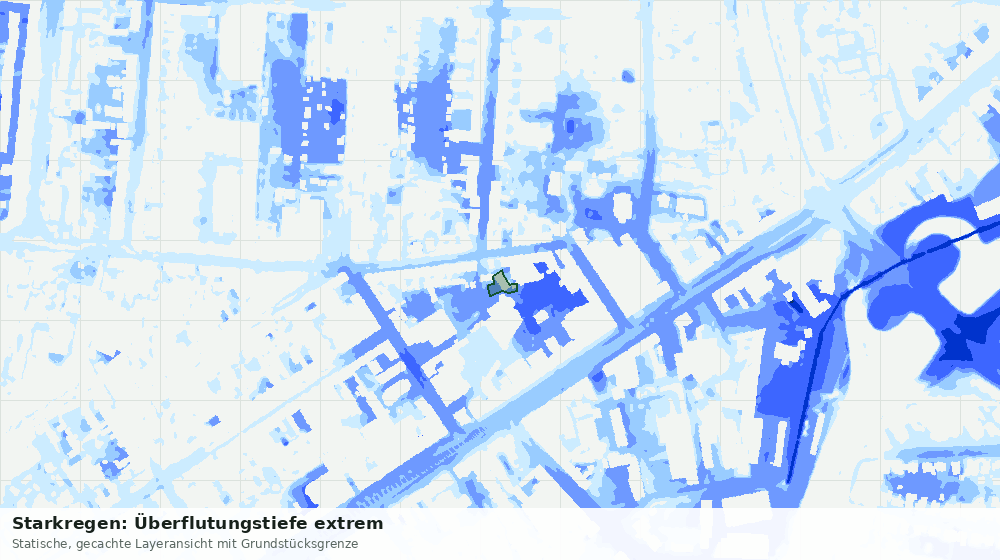 Statische Kartenansicht: Starkregen: Überflutungstiefe extrem