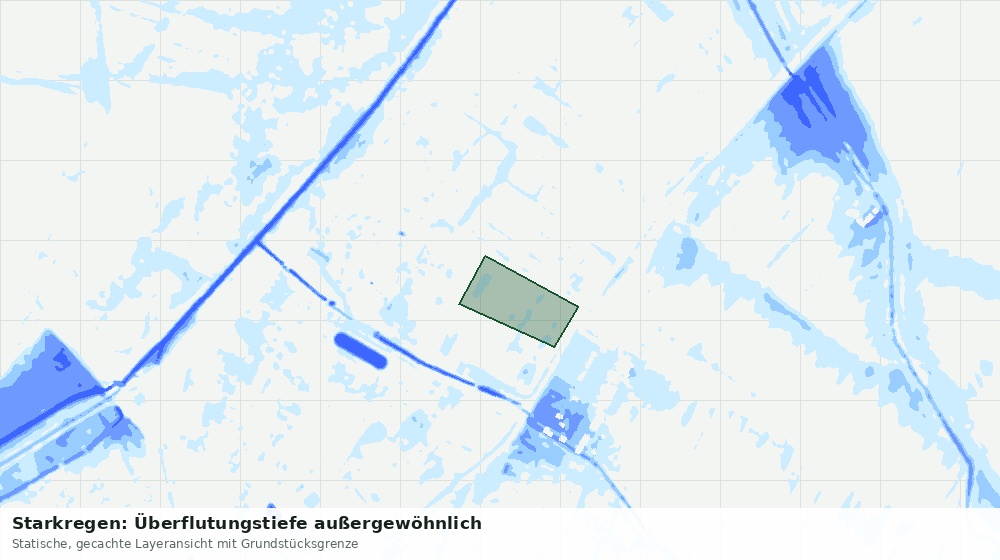 Statische Kartenansicht: Starkregen: Überflutungstiefe außergewöhnlich