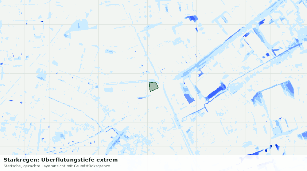 Statische Kartenansicht: Starkregen: Überflutungstiefe extrem