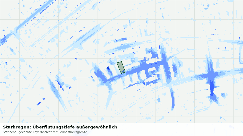 Statische Kartenansicht: Starkregen: Überflutungstiefe außergewöhnlich