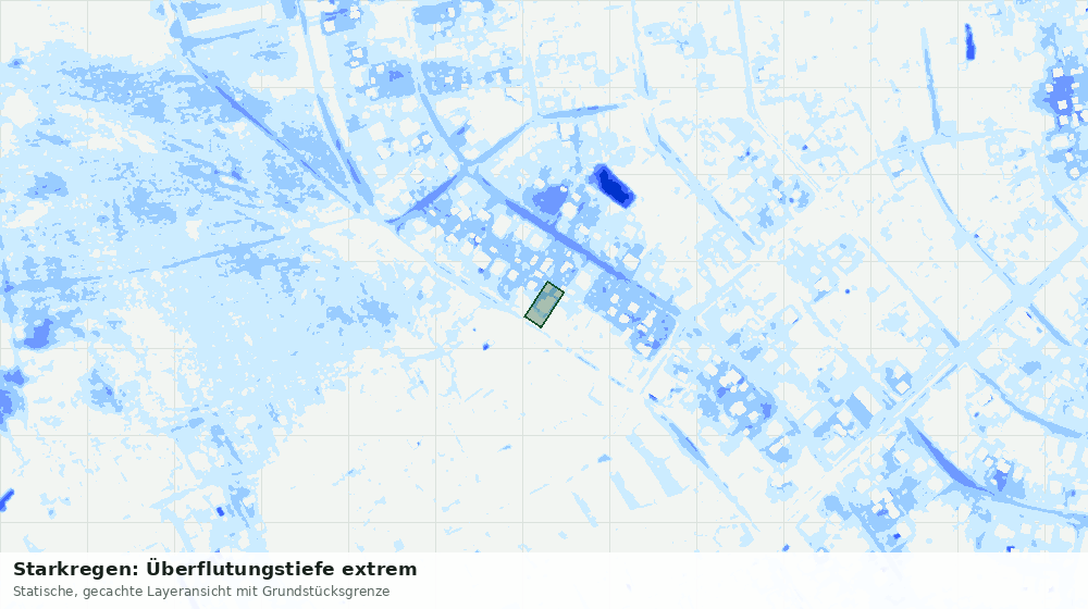 Statische Kartenansicht: Starkregen: Überflutungstiefe extrem