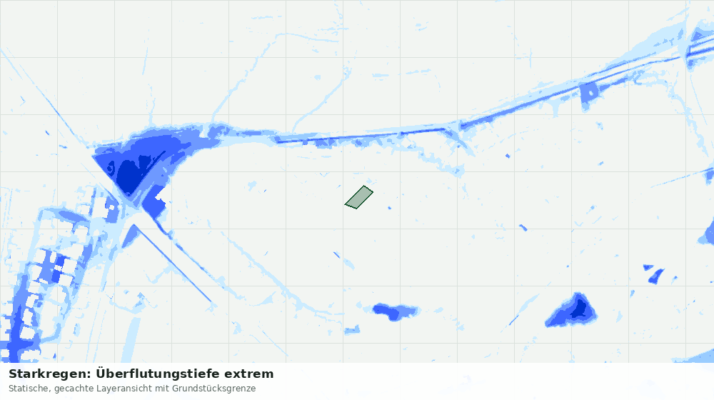 Statische Kartenansicht: Starkregen: Überflutungstiefe extrem