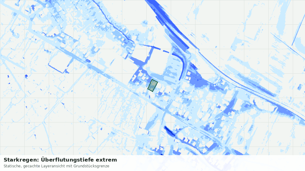 Statische Kartenansicht: Starkregen: Überflutungstiefe extrem