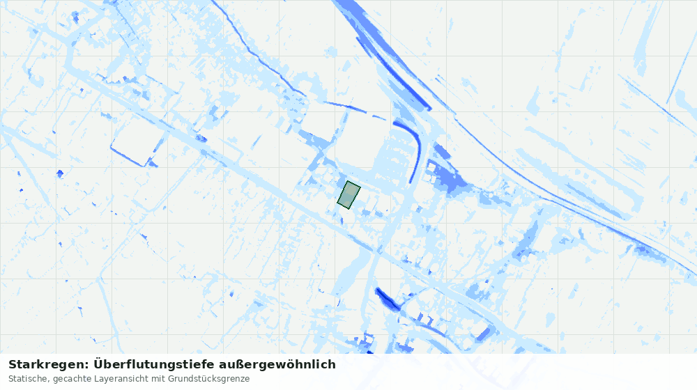 Statische Kartenansicht: Starkregen: Überflutungstiefe außergewöhnlich