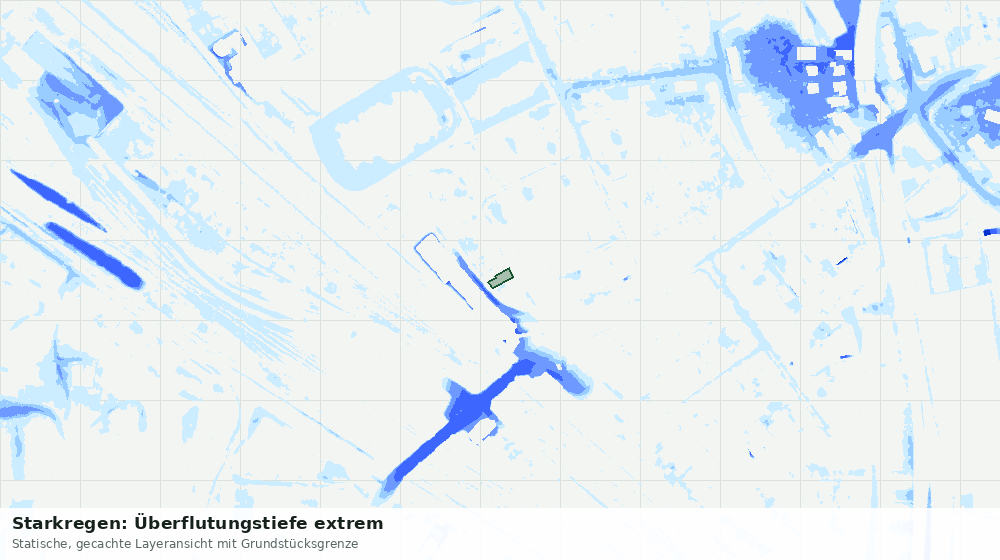 Statische Kartenansicht: Starkregen: Überflutungstiefe extrem