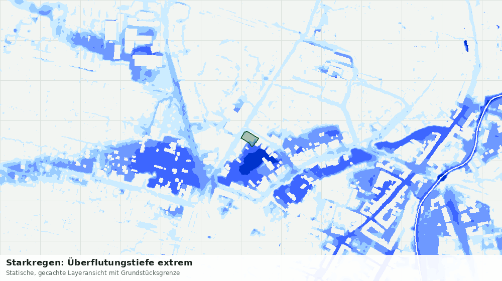 Statische Kartenansicht: Starkregen: Überflutungstiefe extrem
