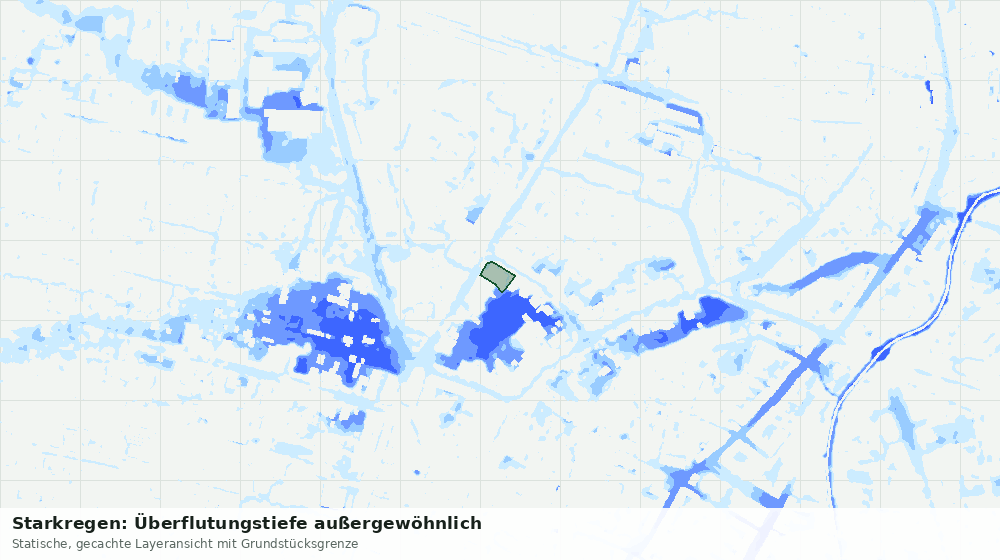 Statische Kartenansicht: Starkregen: Überflutungstiefe außergewöhnlich
