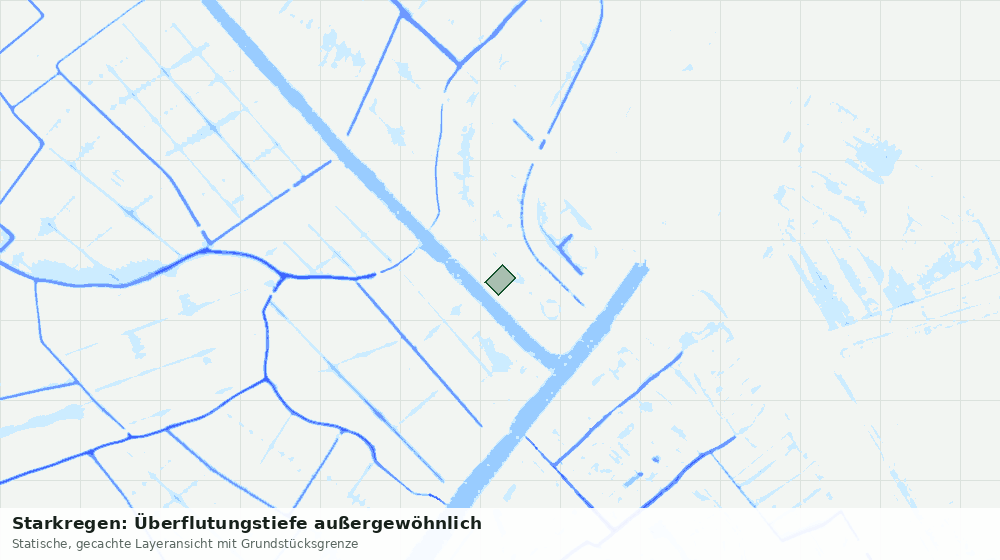 Statische Kartenansicht: Starkregen: Überflutungstiefe außergewöhnlich