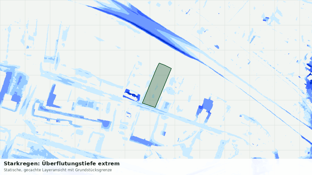 Statische Kartenansicht: Starkregen: Überflutungstiefe extrem