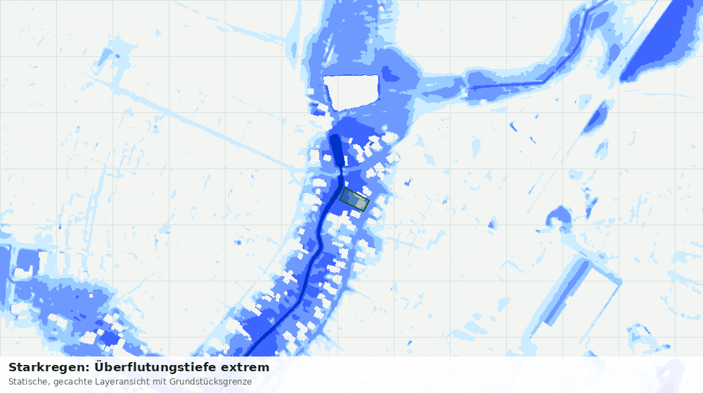Statische Kartenansicht: Starkregen: Überflutungstiefe extrem
