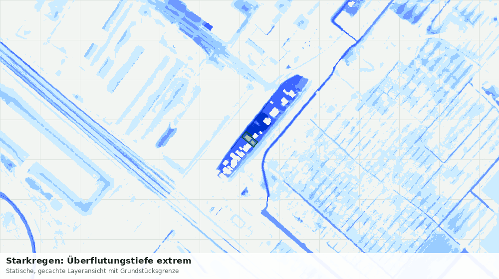 Statische Kartenansicht: Starkregen: Überflutungstiefe extrem