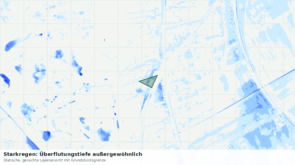 Statische Kartenansicht: Starkregen: Überflutungstiefe außergewöhnlich