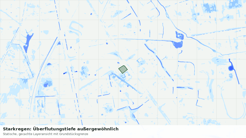 Statische Kartenansicht: Starkregen: Überflutungstiefe außergewöhnlich