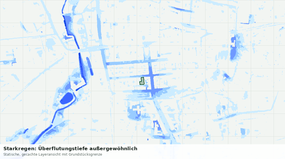 Statische Kartenansicht: Starkregen: Überflutungstiefe außergewöhnlich