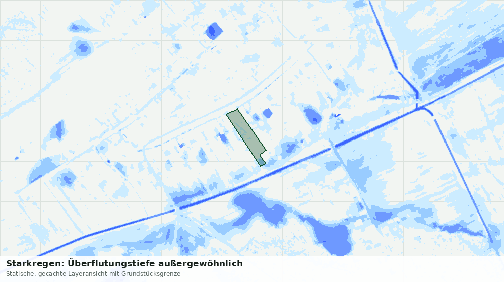 Statische Kartenansicht: Starkregen: Überflutungstiefe außergewöhnlich