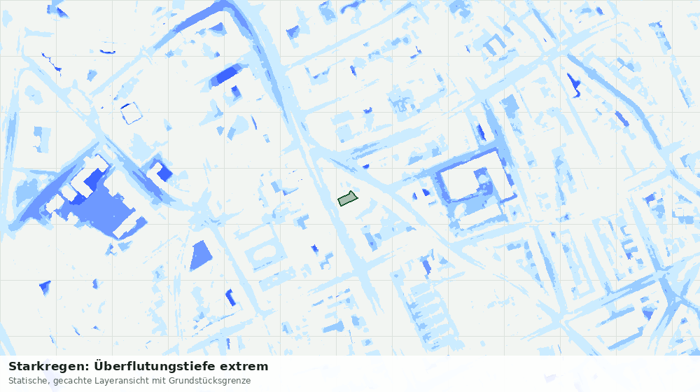 Statische Kartenansicht: Starkregen: Überflutungstiefe extrem