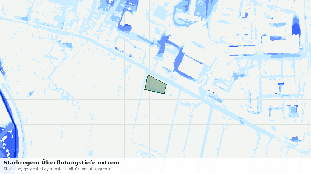 Statische Kartenansicht: Starkregen: Überflutungstiefe extrem