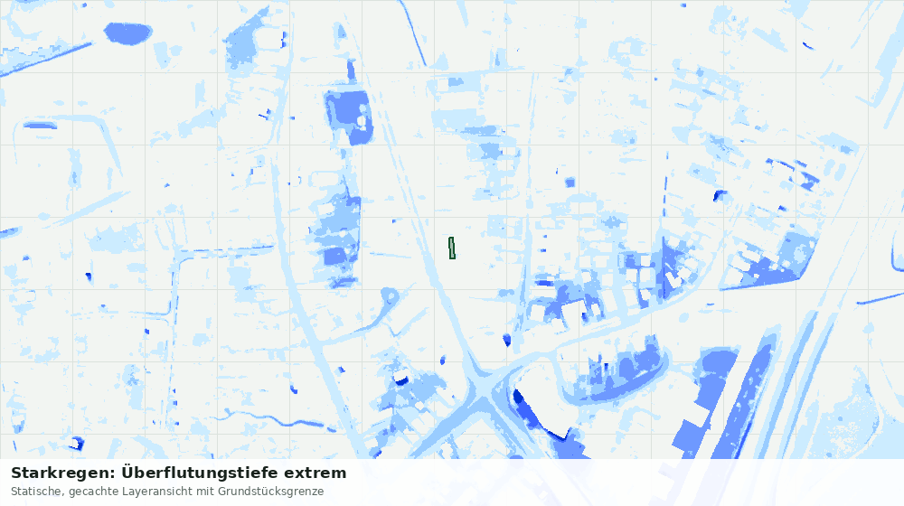 Statische Kartenansicht: Starkregen: Überflutungstiefe extrem