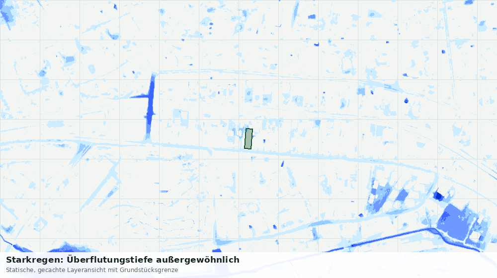 Statische Kartenansicht: Starkregen: Überflutungstiefe außergewöhnlich