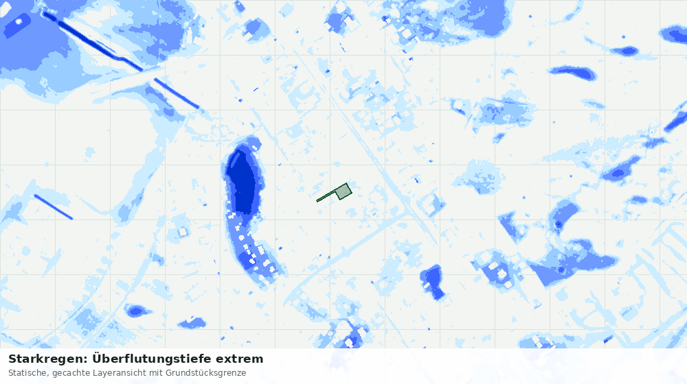 Statische Kartenansicht: Starkregen: Überflutungstiefe extrem