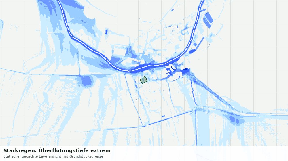 Statische Kartenansicht: Starkregen: Überflutungstiefe extrem