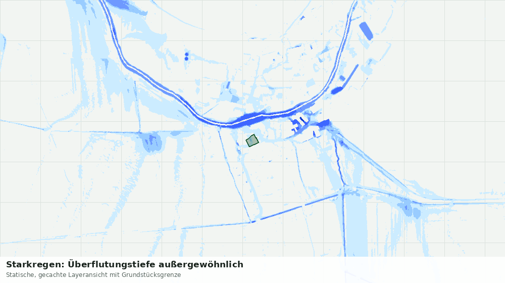 Statische Kartenansicht: Starkregen: Überflutungstiefe außergewöhnlich