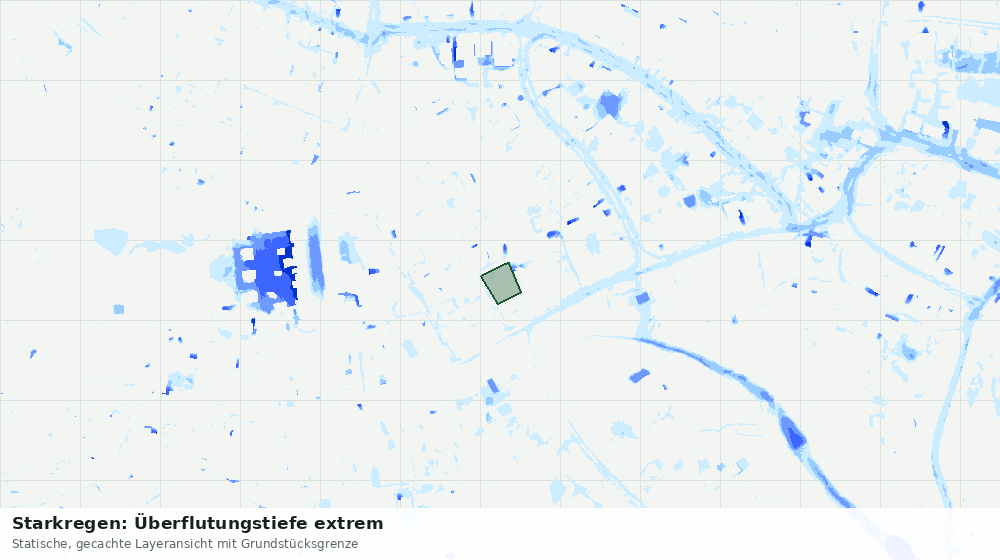 Statische Kartenansicht: Starkregen: Überflutungstiefe extrem