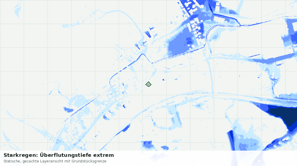 Statische Kartenansicht: Starkregen: Überflutungstiefe extrem