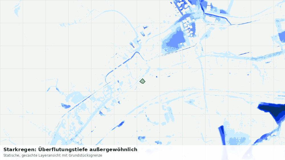 Statische Kartenansicht: Starkregen: Überflutungstiefe außergewöhnlich