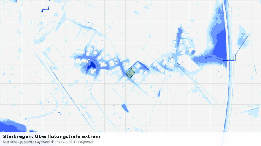 Statische Kartenansicht: Starkregen: Überflutungstiefe extrem