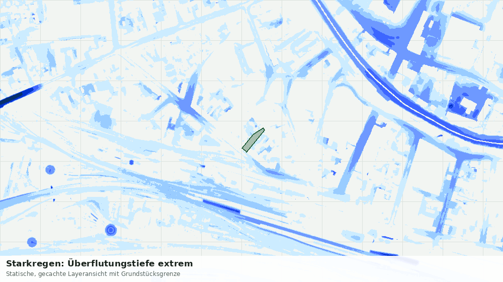 Statische Kartenansicht: Starkregen: Überflutungstiefe extrem