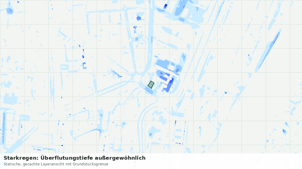 Statische Kartenansicht: Starkregen: Überflutungstiefe außergewöhnlich